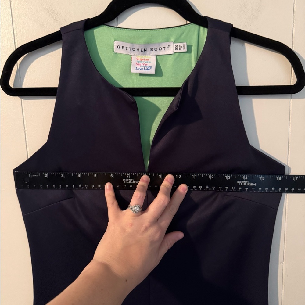 Gretchen‎ Scott Split V Navy Sleeveless Jersey Mini Dress, Size XS - Picture 7 of 7